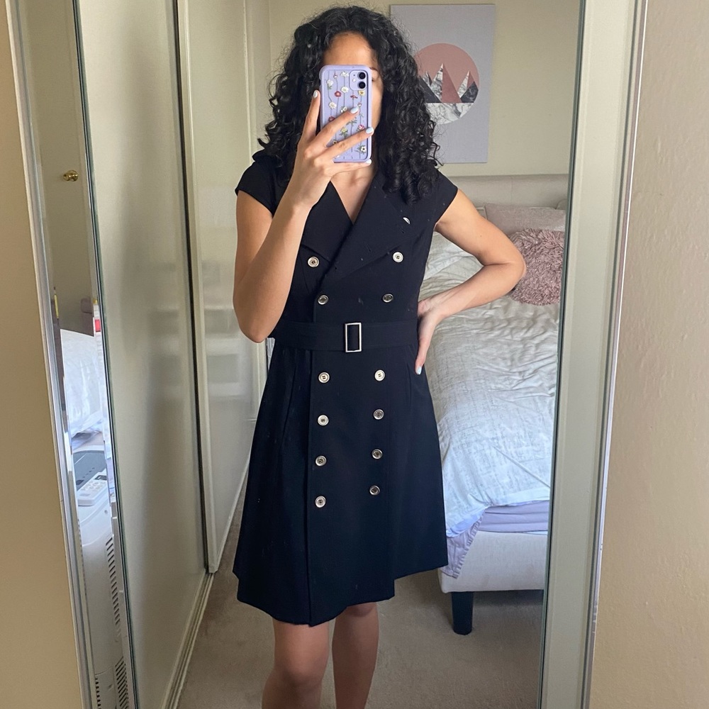 Calvin Klein Button Belted Dress